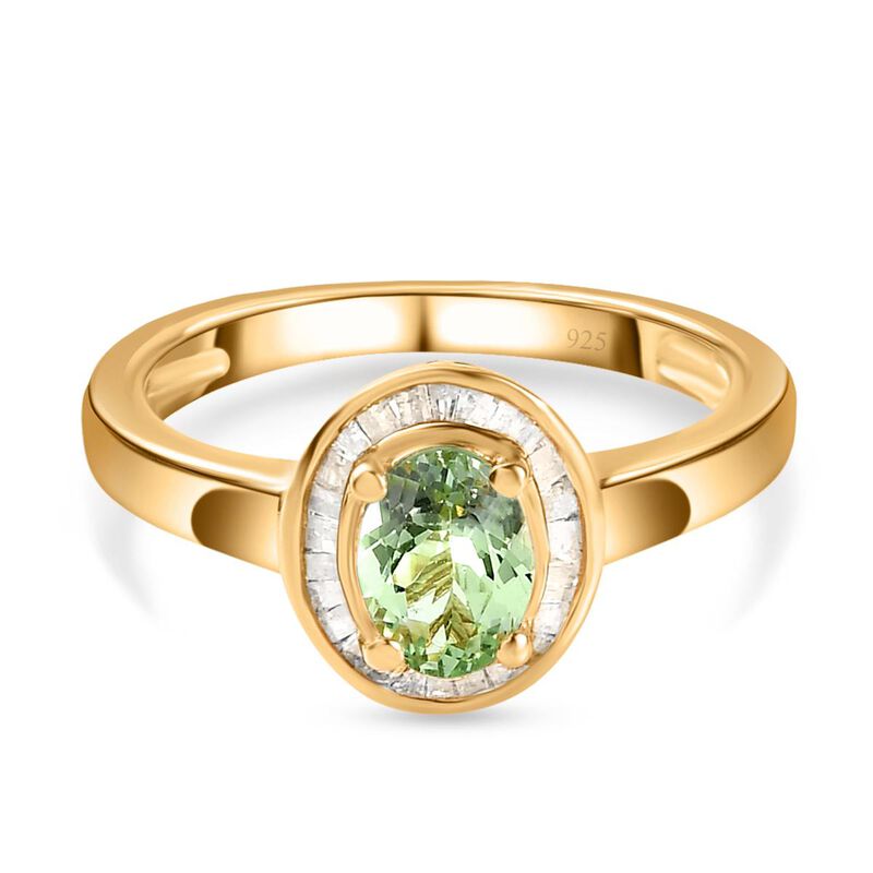 AA Merelani Mint-Granat und weißer Diamant-Ring, 925 Silber Gelbgold Vermeil (Größe 21.00) ca. 1.02 ct image number 0