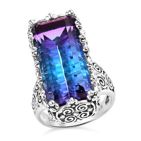 Sajen Silber - Blau-Pink Turmalin Quarz Ring 925 Silber rhodiniert (Größe 17.00) ca. 16.70 ct
