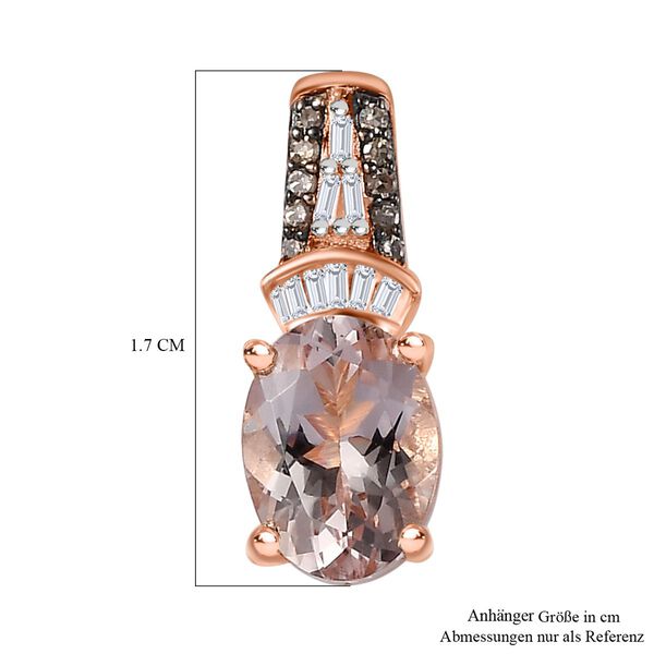 AAA Morganit, Wei&szlig;er Diamant Anh&auml;nger 925 Silber 750 Ros&eacute;gold Vermeil ca. 1,22 ct. image number 6