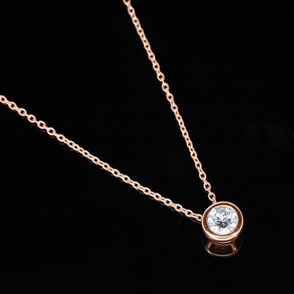 LUXURIANT VS-EF Labor Diamant Anhänger mit 50cm Kette, 925 Silber Roségold Vermeil- 0,25 ct. image number 1