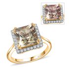 AAA Turkizit, Weißer Diamant Ring 585 Gold (Größe 17.00) ca. 4,35 ct