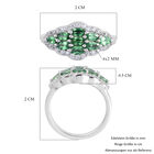 Tsavorit Granat und Zirkon Cluster Ring 925 Silber Platin-Überzug image number 5