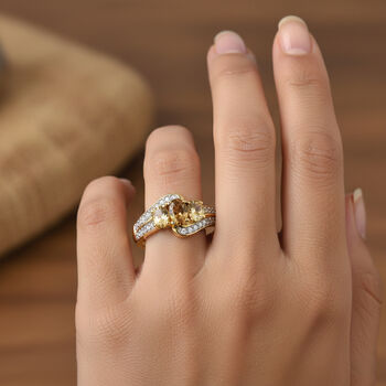 D'Joy AA nat&uuml;rlicher, goldener Tansanit und Zirkon Ring - 0,86 ct.