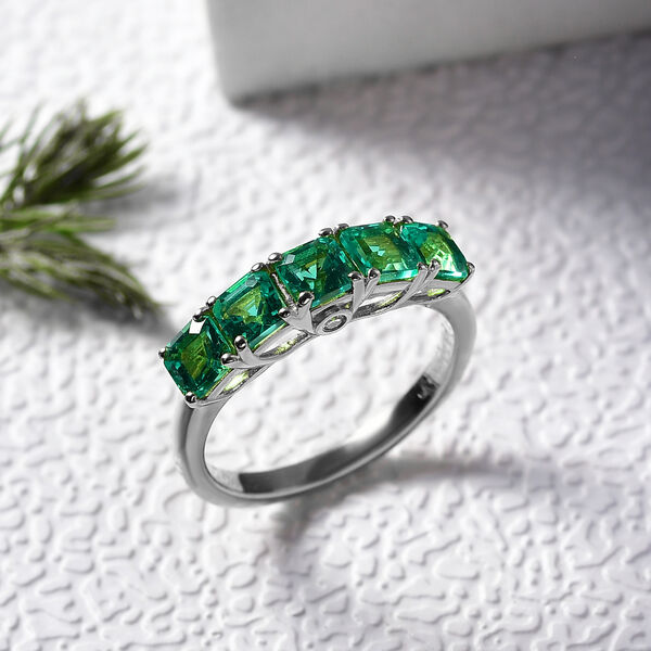 LUXURIANT AAA Labor kolumbianischer Smaragd und Labor Diamant Ring, 925er Silber rhodiniert - 1,60 ct. image number 1