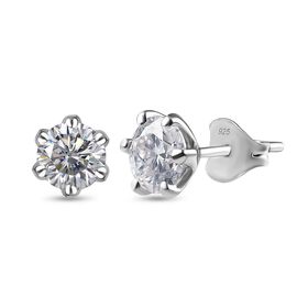 Moissanit Ohrringe, 925 Silber rhodiniert - 1,50 ct.