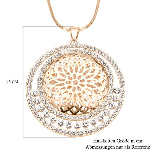 Wei&szlig;er Kristall Mandala-Anh&auml;nger mit Kette, goldfarben image number 4