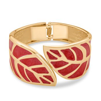 Emaille-Armband in Fuchsia mit Blattmuster, ca. 17 cm