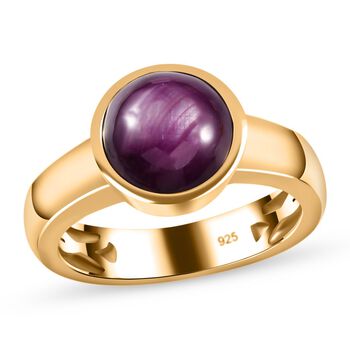 AA Sternrubin Ring, 925 Silber Gelbgold Vermeil, (Gr&ouml;&szlig;e 18.00) ca. 4.66 ct