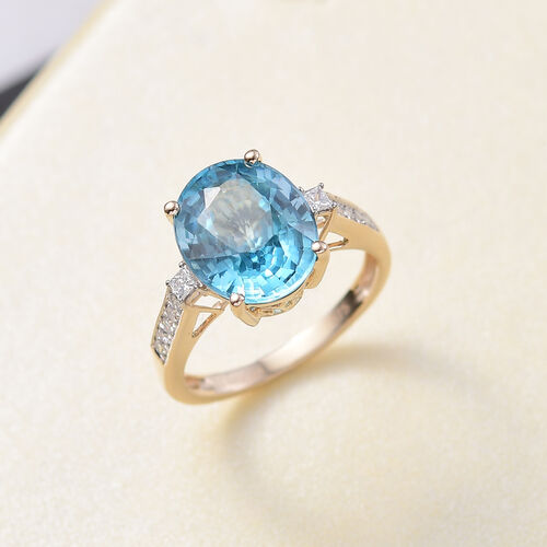 AAA Blauer Zirkon, Lab Grown Diamant VS Ring 375 Gold (Größe 17.00) ca. 7.36 ct image number 1