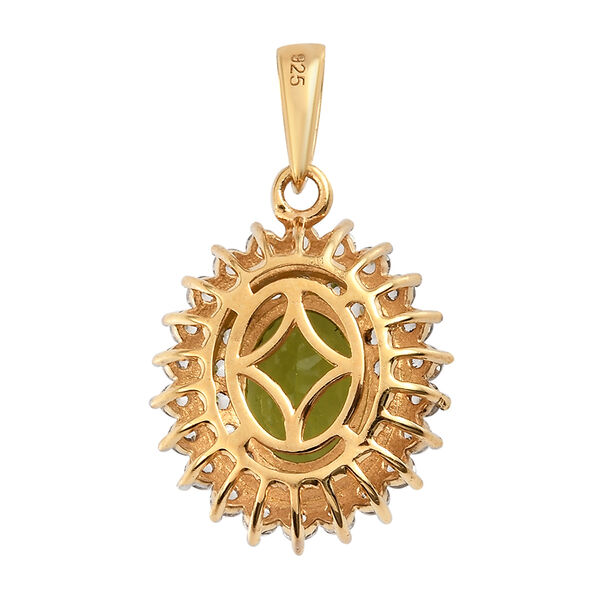 Nat&uuml;rlicher Peridot und Zirkon-Halo-Anh&auml;nger in Silber, 2,99 ct. image number 5