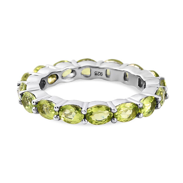 Nat&uuml;rlicher Peridot-Ring, 925 Silber platiniert  ca. 3,10 ct