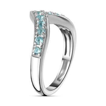 Paraiba-Apatit Ring 925 Silber platiniert (Gr&ouml;&szlig;e 17.00) ca. 0,44 ct