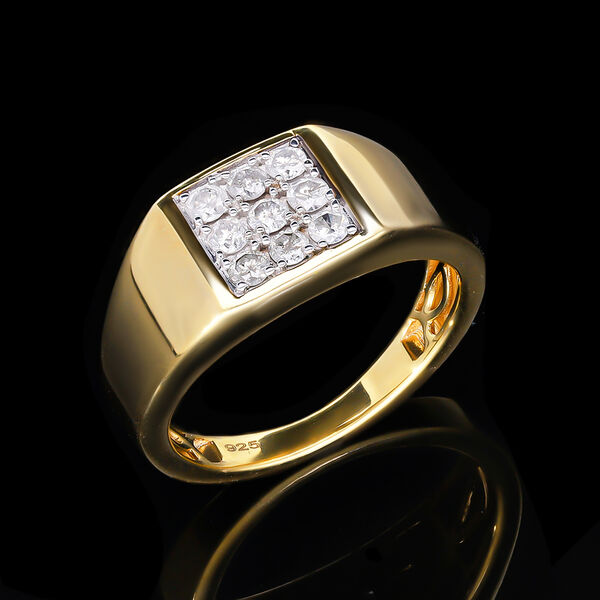 Wei&szlig;er Diamant Ring, 925 Silber Gelbgold Vermeil, (Gr&ouml;&szlig;e 19.00) ca. 0.50 ct image number 2