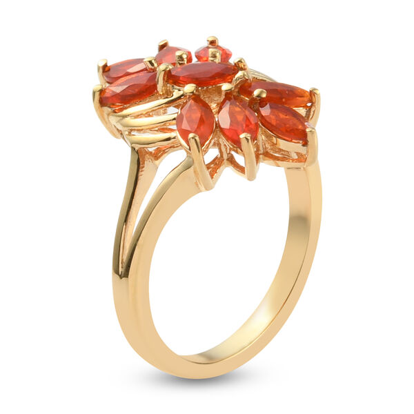 Mexikanischer Kirschfeuer-Opal Ring 925 Silber 585 Vergoldet image number 4