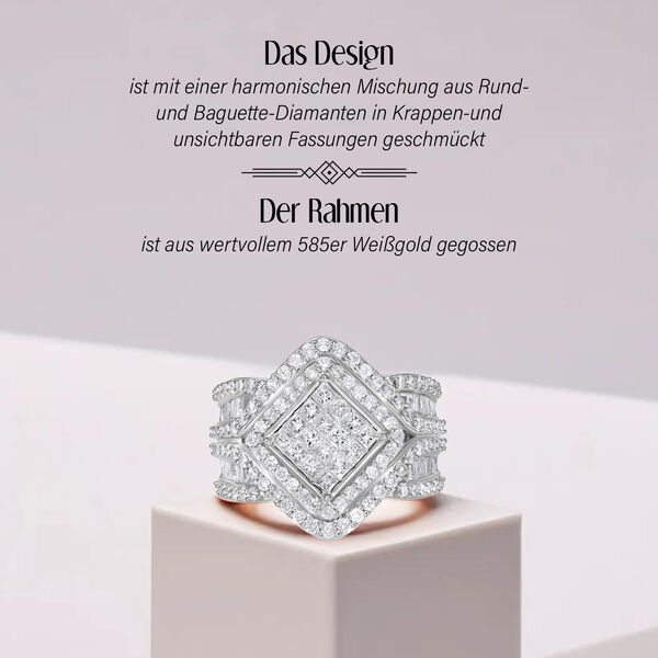 SGL zertifizierter GH I1-I2 Diamant-Ring in 585 Weißgold- 2 ct. image number 2