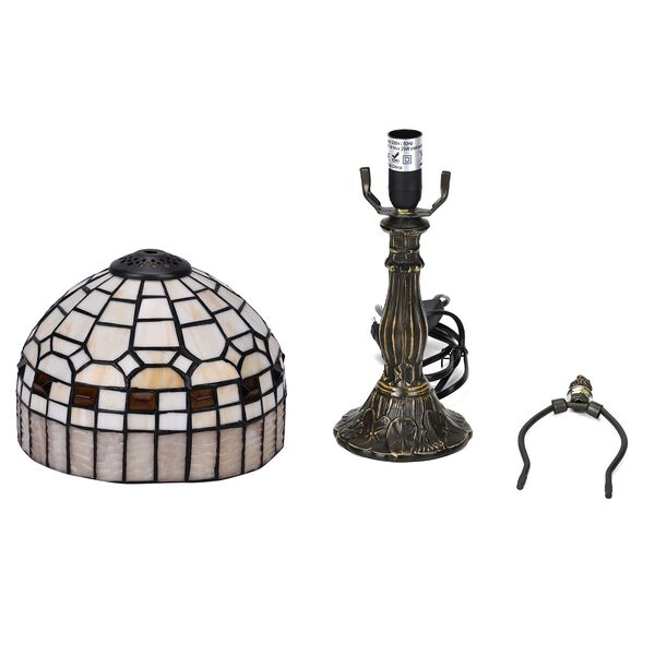 Handgefertige Tiffany-Stil Tischlampe, Buntglas, Braun image number 6