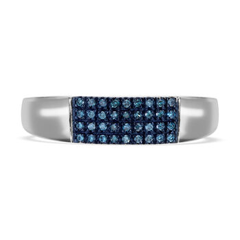 Blauer Diamant Ring, 925 Silber platiniert, (Gr&ouml;&szlig;e 18.00), ca. 0.20 ct