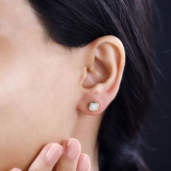 Moissanit Ohrringe 925 Silber 750 Gelbgold Vermeil ca. 1.18 ct