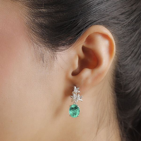 Smaragd Triplett-Quarz und Zirkon Ohrringe - 6,01 ct. image number 3