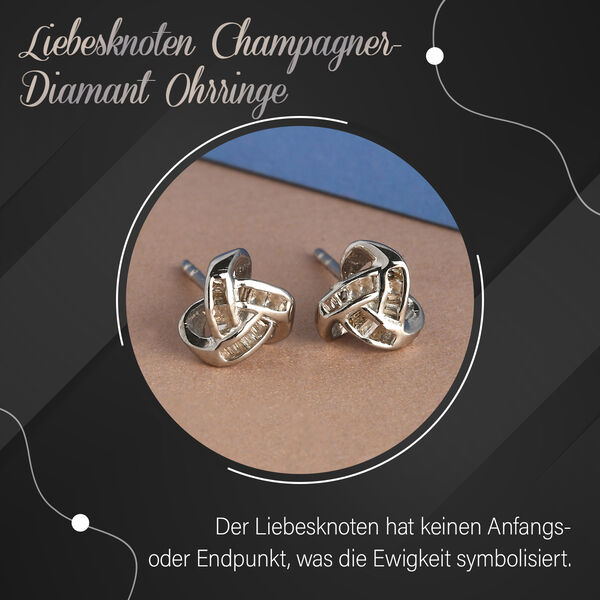 Liebesknoten Champagner Diamant Ohrringe - 0,15 ct. image number 2