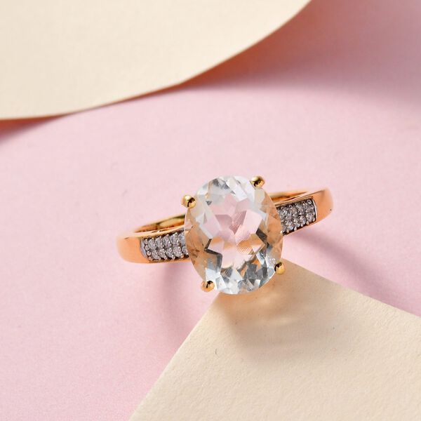 Mexikanischer, nat&uuml;rlicher Hyalit Opal und Moissanit -Ring - 2,73 ct. image number 2