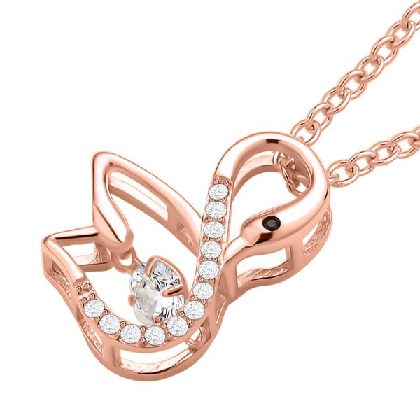 Weißer Zirkonia-Anhänger mit Edelstahl-Kette, 925 Silber rosévergoldet ca. 0,60 ct image number 4