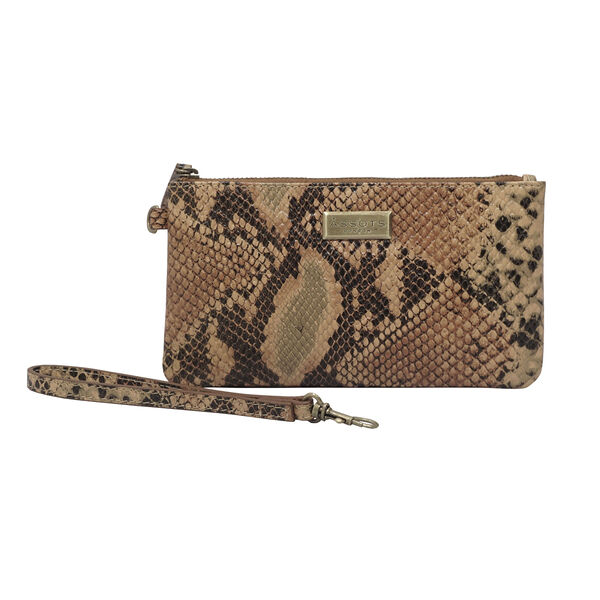 ASSOTS LONDON 'Karen' Bourbon Echtleder-Handgelenkstasche, Schlangenmuster image number 3