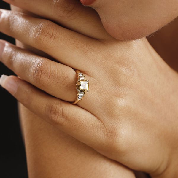 AAA Natürlicher goldener Tansanit und Diamant Ring in 585 Gold - 1,84 ct. image number 3