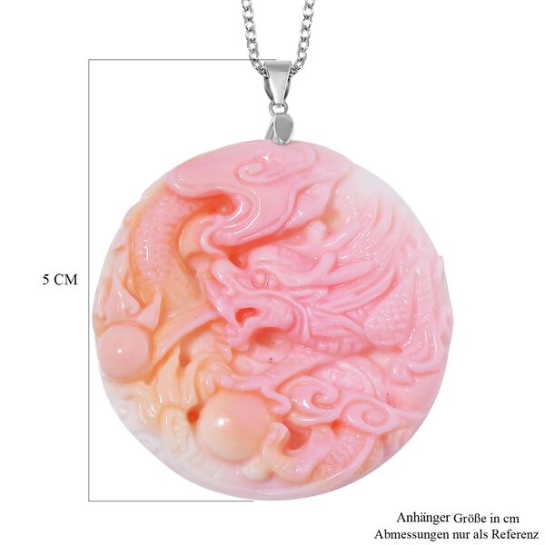 Geschnitzter rosa Königsmuschel Perle-Anhänger mit 50cm Kette image number 5