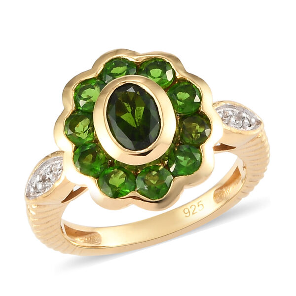 Natürlicher Chromdiopsid und Zirkon Ring 925 Silber vergoldet  ca. 2,17 ct image number 4