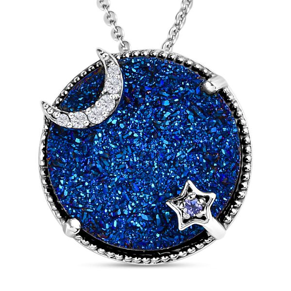 GP Celestial Dream Kollektion - Blauer Drusen Quarz Tansanit, Zirkon und blauer Saphir-Anh&auml;nger mit Kette image number 0
