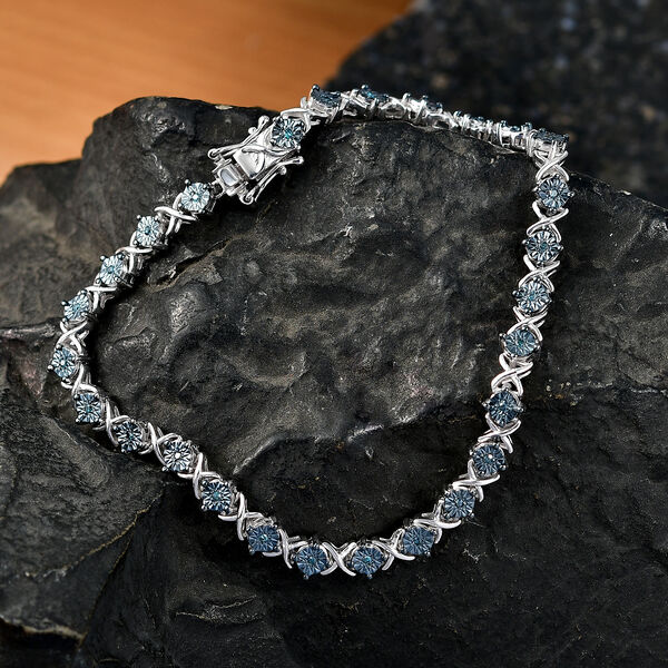 D'Joy blaues Diamant 20cm Armband, 925 Silber rhodiniert - 0,25 ct. image number 1