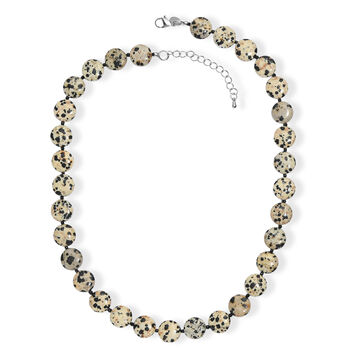 EverTrue Dalmation Jaspis und schwarze Spinell 45+2,5cm Halskette - 198 ct.