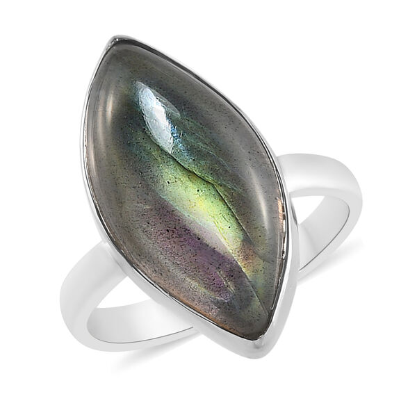 Labradorit Solitär Ring 925 Silber platiniert  ca. 7,05 ct image number 4