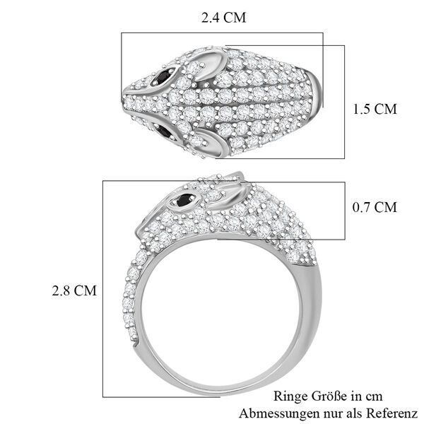 Lustro Stella Schwarzer Zirkonia, Wei&szlig;er Zirkonia Panther Ring 925 Silber rhodiniert (Gr&ouml;&szlig;e 18.00) image number 6