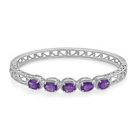 Afrikanischer Amethyst Armreif ca. 18.5 cm Edelstahl ca. 5,55 ct.