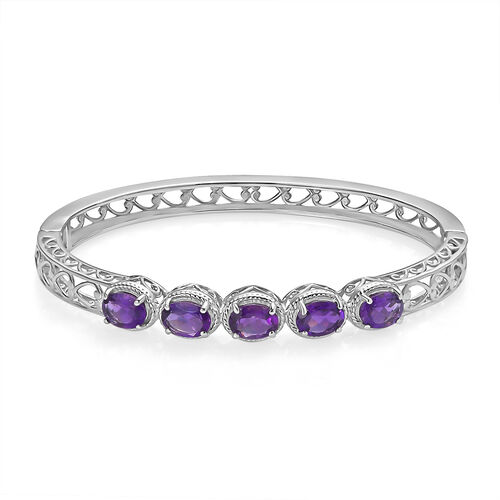 Afrikanischer Amethyst Armreif ca. 18.5 cm Edelstahl ca. 5,55 ct. image number 0