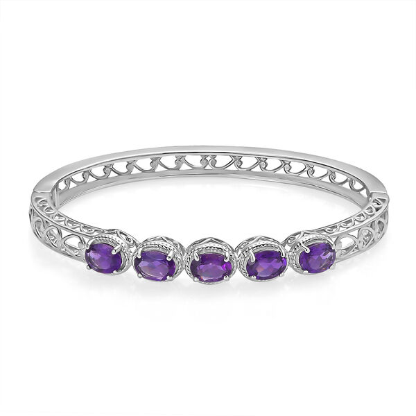 Afrikanischer Amethyst Armreif ca. 18.5 cm Edelstahl ca. 5,55 ct. image number 0