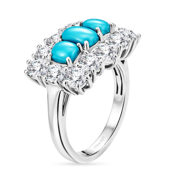 D'Joy Sleeping Beauty T&uuml;rkis Ring 925 Silber Rhodiniert (Gr&ouml;&szlig;e 19.00) ca. 3,56 ct image number 4