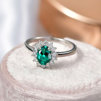 LUXURIANT AAA Labor kolumbianischer Smaragd und Moissanit Ring - 1 ct.
