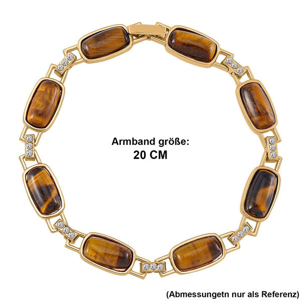Gelbes Tigerauge, Wei&szlig;er Kristall Armband, magnetischem Verschluss, ca. 20 cm image number 6