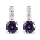 LUSTRO STELLA - Amethyst und Weißer Zirkonia Ohrringe 925 Silber