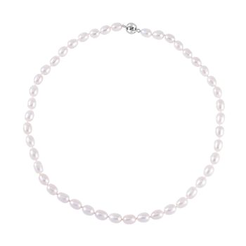 Wei&szlig;e S&uuml;&szlig;wasser Perle Halskette (7-9 mm), ca. 50 cm, 925 Silber rhodiniert