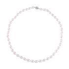 Weiße Süßwasser Perle Halskette (7-9 mm), ca. 50 cm, 925 Silber rhodiniert