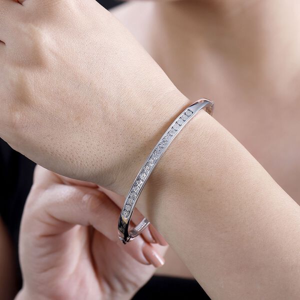 Weißer Diamant Armreif ca. 19 cm Messing image number 3