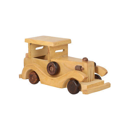 Handgefertigter Oldtimer aus Holz, Größe 7,2x3,5x2,5 cm, Braun