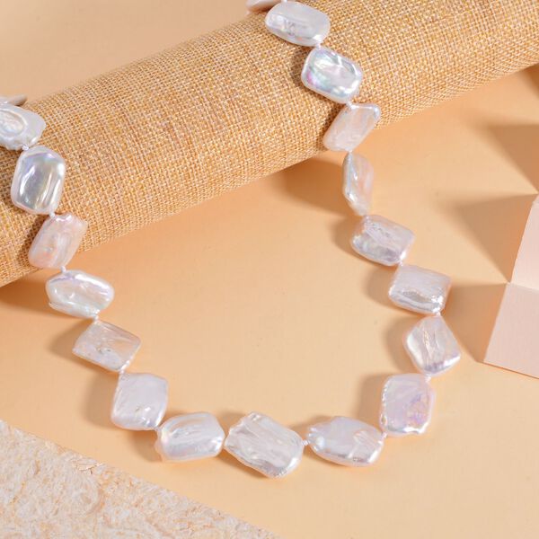 Wei&szlig;e Keshi-Perlenkette 50cm image number 2