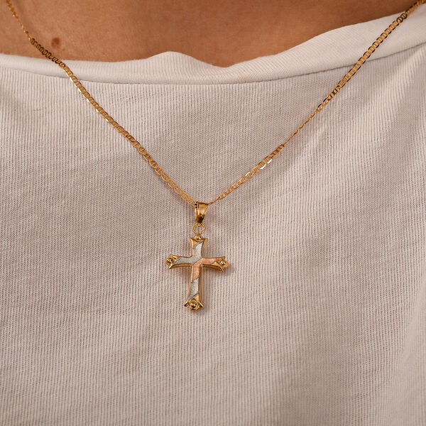 Tricolor Kreuz-Anh&auml;nger, 585 Gelbgold image number 1