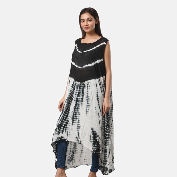 Tie Dye Kleid, Einheitsgr&ouml;&szlig;e, Schwarz und Wei&szlig; image number 4