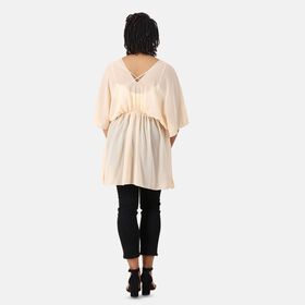 V-Ausschnitt Chiffon Top, Beige